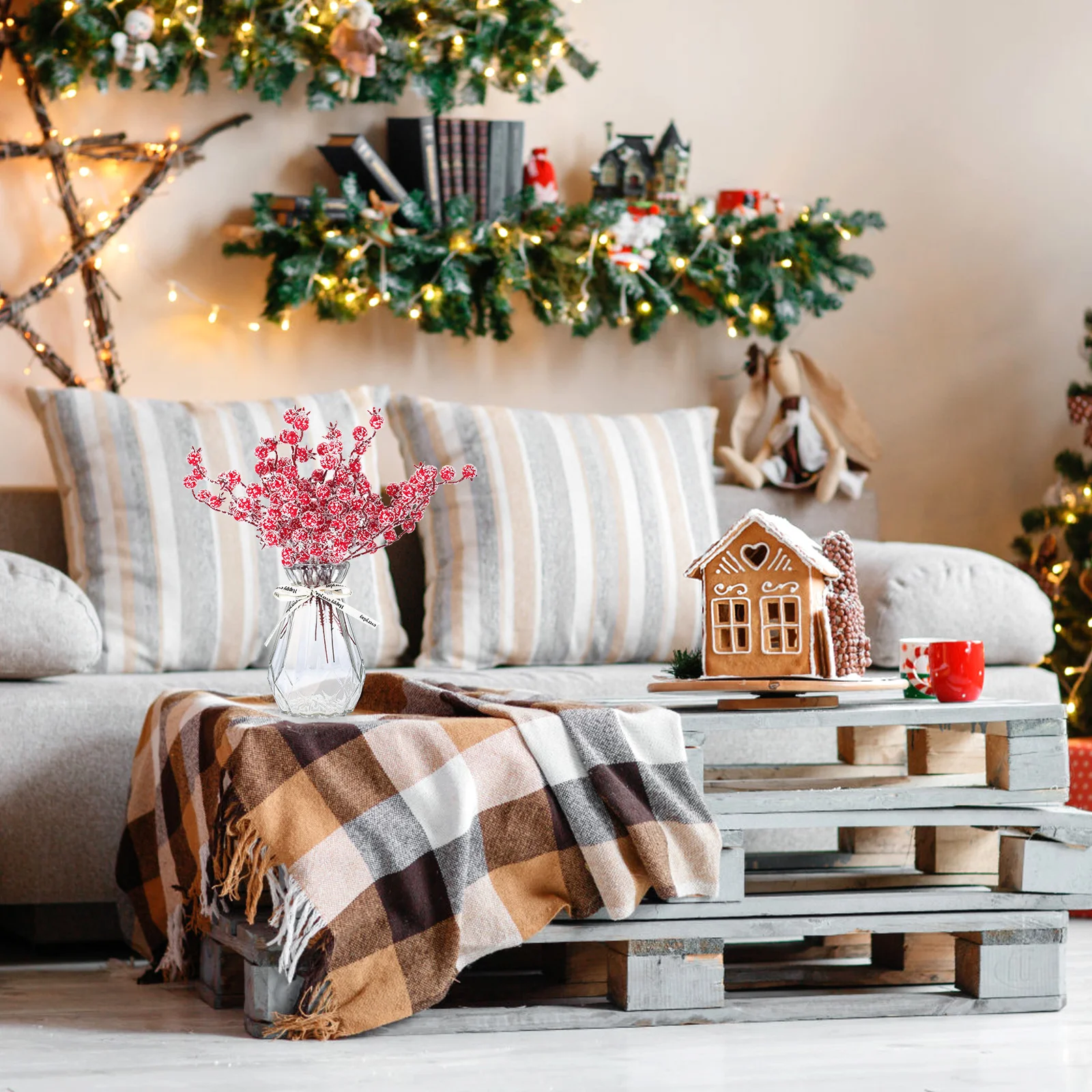 

10Pcs Simulation Red Berry Branch Artificial Flower Equipment Home Wedding Party Decoration Christmas Banquet Supplies Realistic