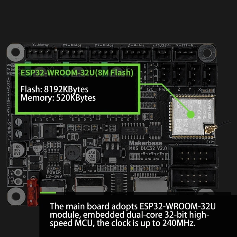 MKS DLC32 V2.0 contrôleur hors ligne carte mère 32bits ESP32 WIFI GRBL TFT écran tactile pour Machine de gravure laser de bureau