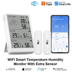 Tuya WiFi Temperature Sensor Smart Thermohygrometer Kit Wi-Fi Gateway and 433mhz Thermohygrometer with App Alert and 433MHz T&H