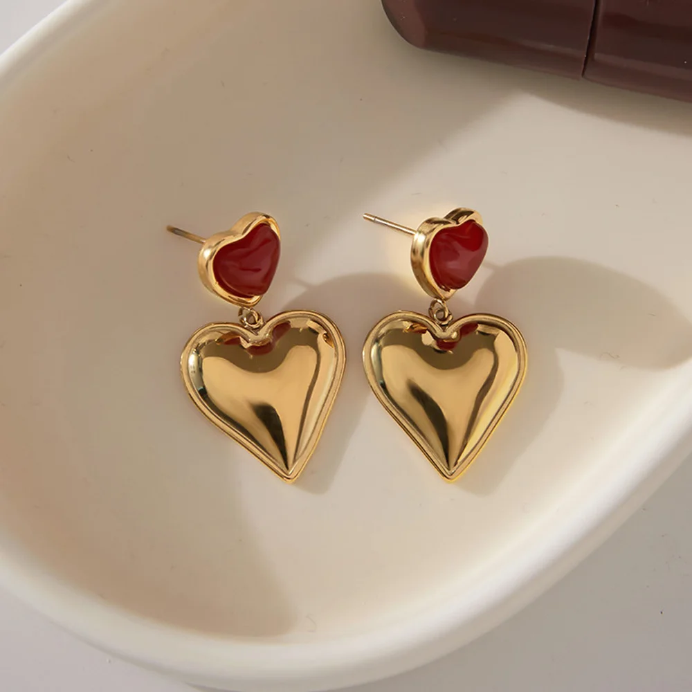

Women Heart Stud Earring Stainless Steel Trendy Light Luxury Earrings Girls Fashion Jewelry Gifts