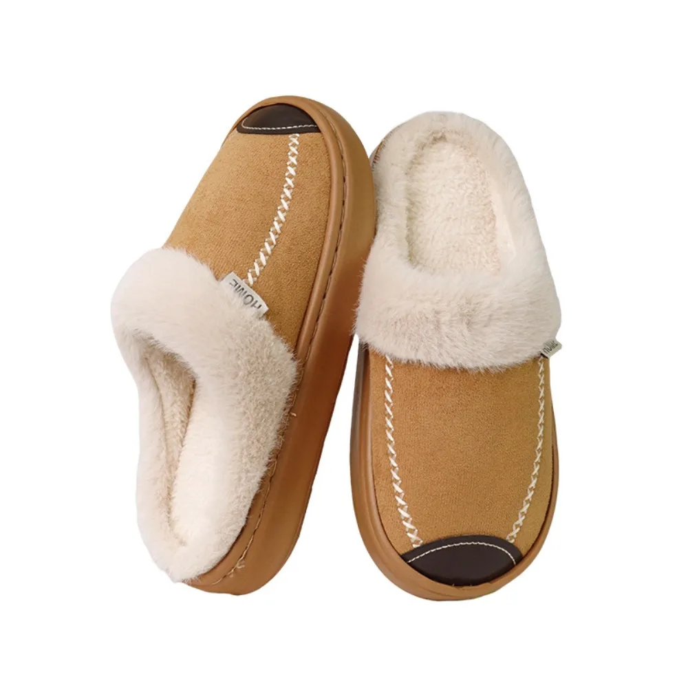 Thick Sole Furry Thermal Slipper Anti-skid Homewear Shoes Winter Indoor Slippers Fluffy Couple Home Slippers Plush Warm Slippers