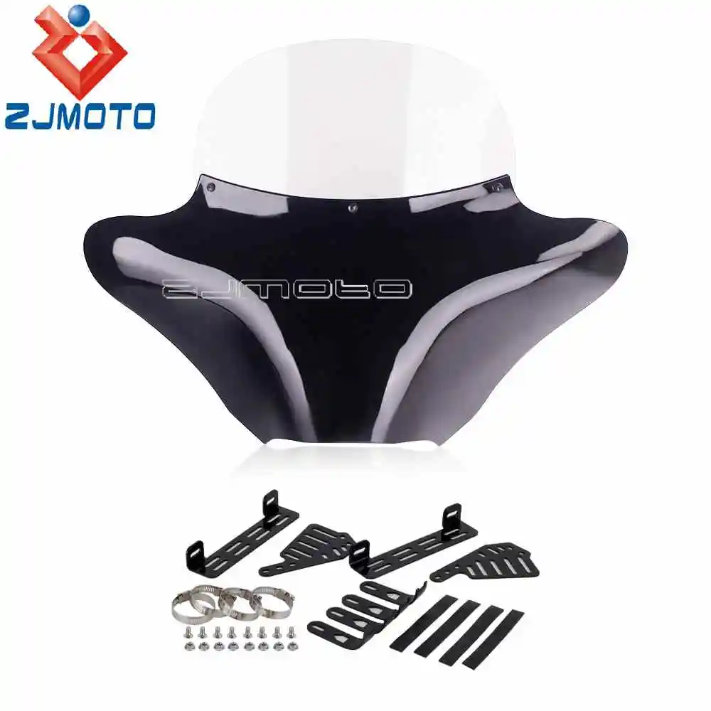 Universal Motorcycle Batwing Wind Fairing Kit For Harley Hyosung Kawasaki Honda Suzuki Yamaha Cruiser Windshield Air Deflector