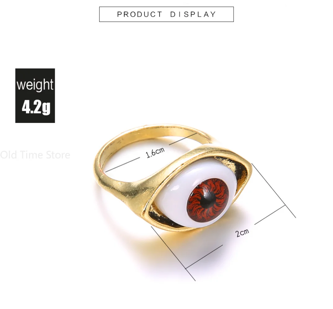 Punk Eyeball Rings for Men Women Unisex Evil Eye Vintage Halloween Jewelry Wholesale Exaggerated Gothic Rings Gift Кольца