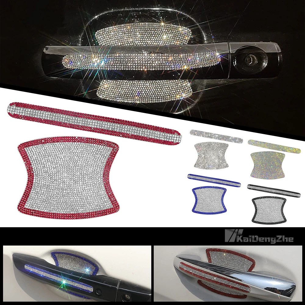 

8PCS Car Door Handle Protective Film Rhinestone Diamond Anti-Scratch Car Decoration Stickers For Vehicle Doors
