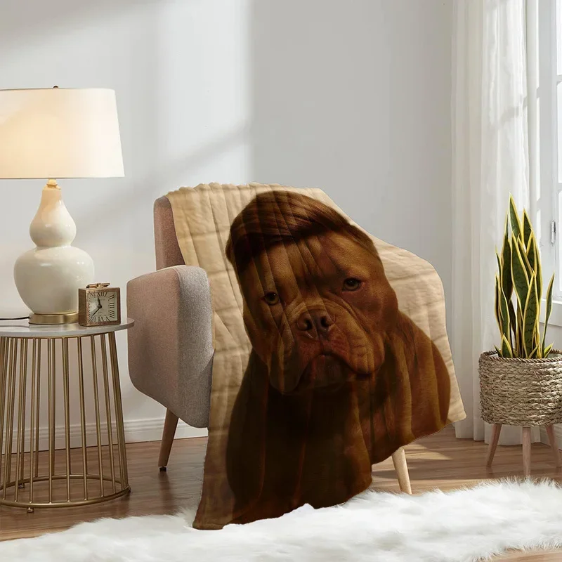 Giant Pitbull Dog Portrait Throw Blanket Cozy Pet Lover Gift for Couch Decor Home Accent