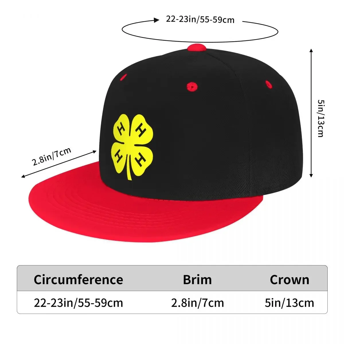 Bonés de beisebol para homens e mulheres, 4h trevo de 4 folhas, chapéu pai ajustável, snapback hip hop, moda amarela