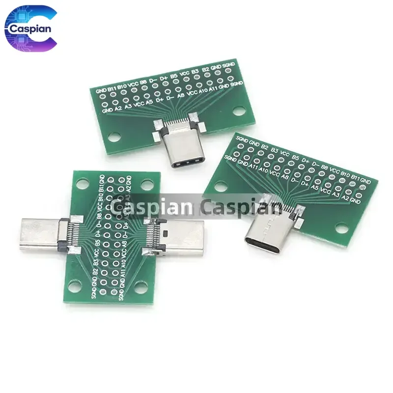 

Type-C Male to Female USB 3.1 Test PCB Board Adapter Type C 24P 2.54mm Connector Socket For Data Line Wire Cable Transfer