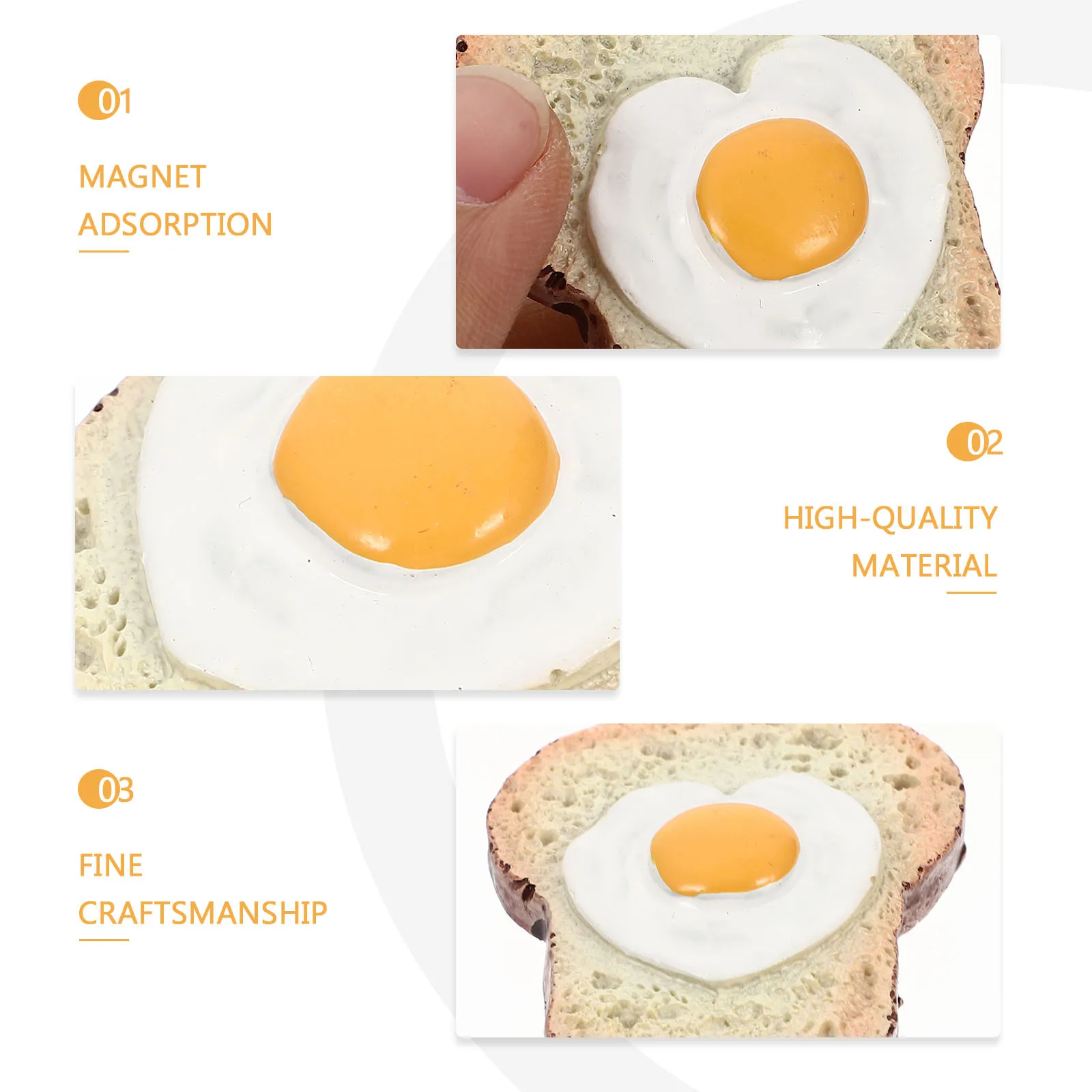 

2Pcs Heart Shaped Toast Fridge Sticker Unique Creative Resin Decal for Home Kitchen Decor Refrigerator Magnets