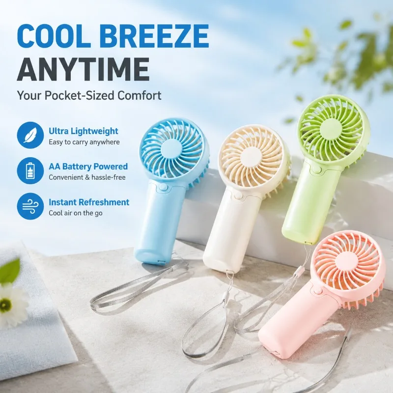 

2026 Cartoon Mini Handheld Fan Portable USB Rechargeable Desktop Cooler Long Endurance Compact Personal Air Blower for Student