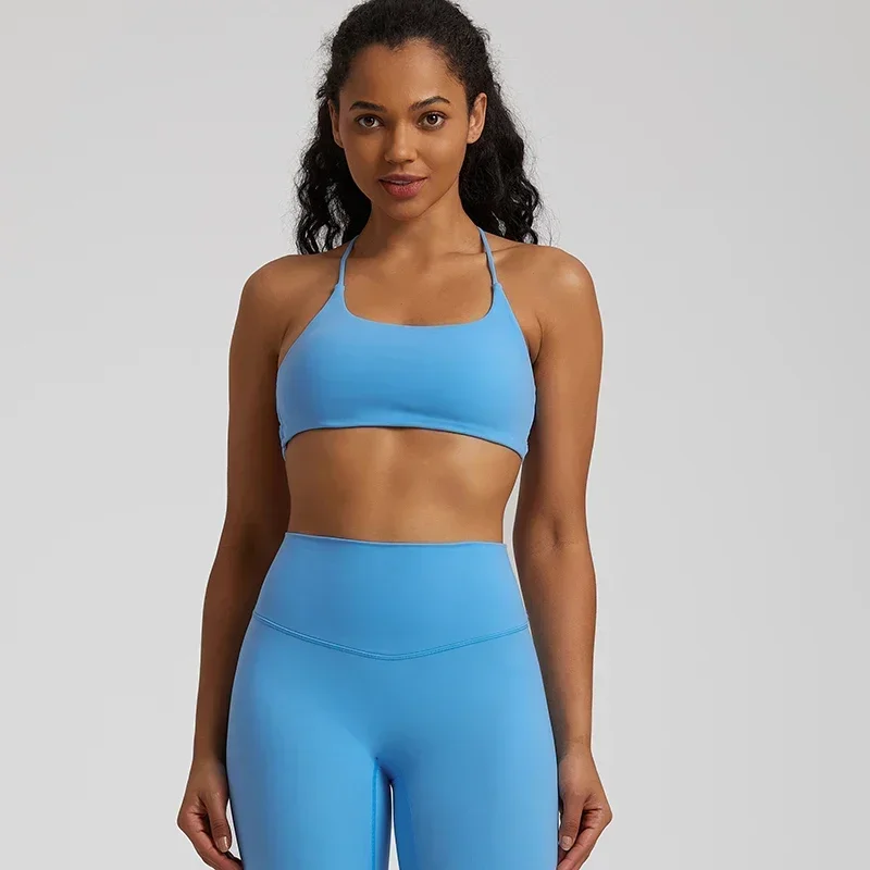 Women's Mini Sports Bra Sexy Criss Cross Back Low Impact Yoga Underwear Running Fitness Gym Bralette with Removable Padding