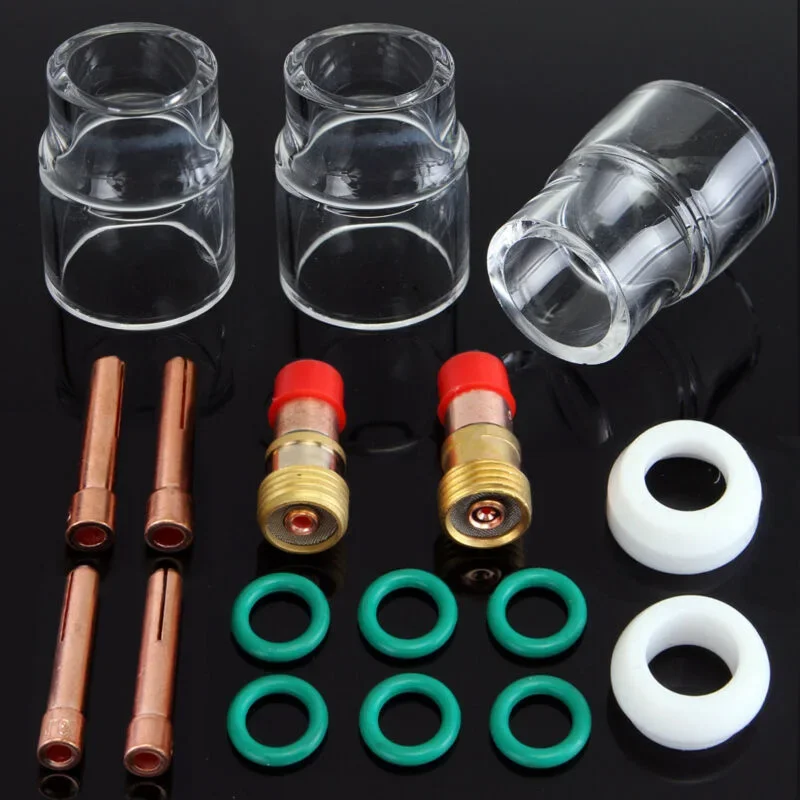 Imagem -06 - Tig Soldagem Tocha Stubby Gás Lens Kit Copo de Vidro Resistente ao Calor Semiautomático Wp17 18 26 2.4 mm 32 O-rings