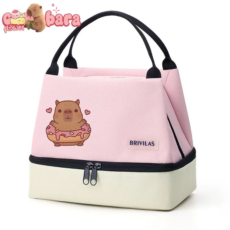 Capybara Insulated Lunch Bag, Portable Lunch Box Storage Bag, Foldable Insulated Cooler Handbag For Office School Picnic gift view 5
