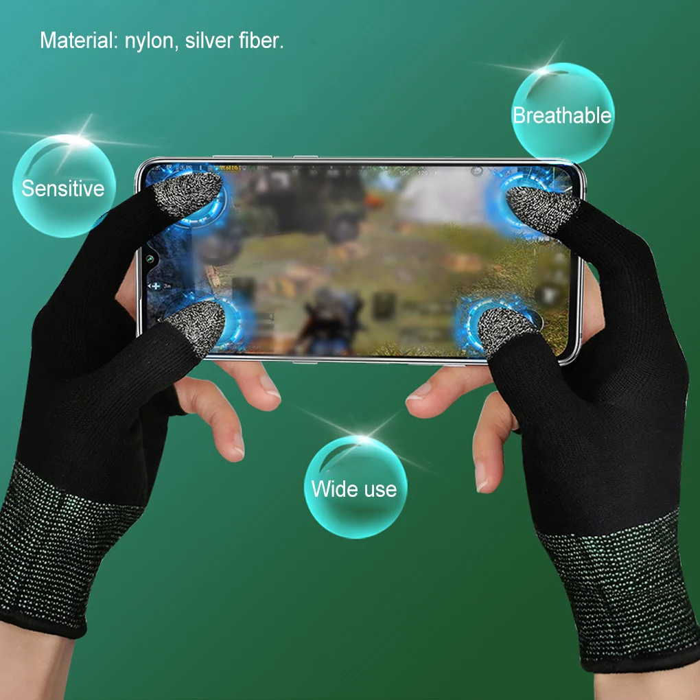 Touch Screen Gaming Glove mangas, 15Pin controlador, sensível, Mobile Game Hand Cover, protetores, 2 pcs