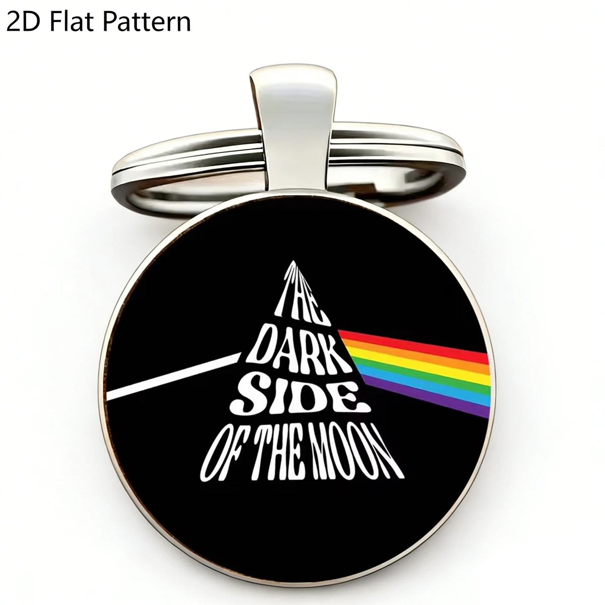 1PC Pink Floyd The Dark Side of The Moon Keychain Rock Band Logo Glass Dome Alloy Key Ring Music Fan Jewelry Gift