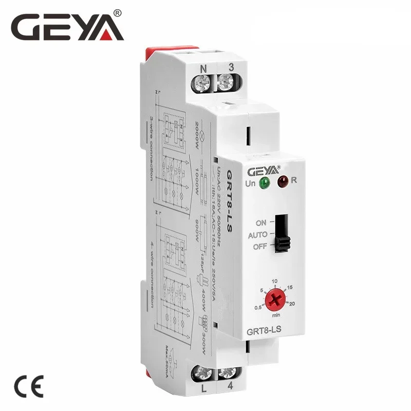 GEYA GRT8-LS/LM przełącznik schodowy automatyczne opóźnienie wyłączenia włącznik światła AC230V przekaźnik 16A przekaźnik sterowania światłem wyłącznik czasowy na schodach