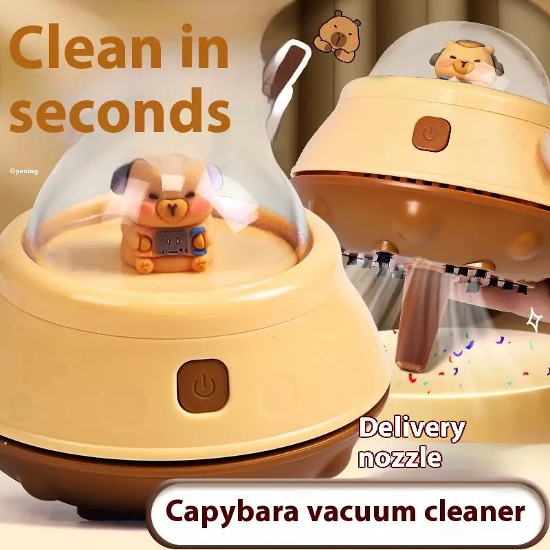 Cute Cartoon Capybara Desktop Vacuum Cleaner Eraser Dust Cleaning Machine Keyboard Pencil Lead Dust Student Stationery Set