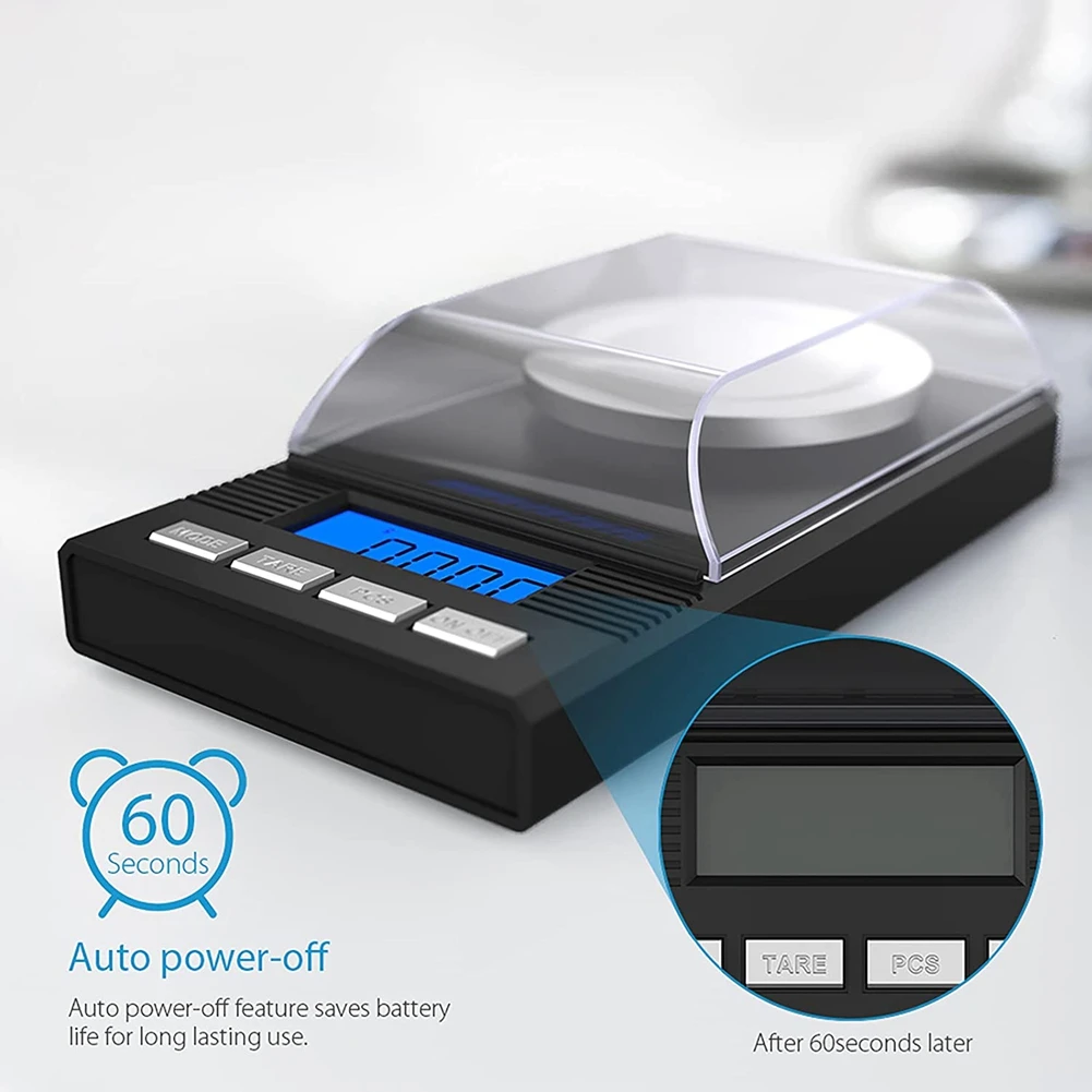 มาตราส่วนมิลลิกรัม50ก./ 0.001ก. เครื่องชั่งน้ำหนักมิลลิกรัมขนาดพกพาเครื่องชั่งทางห้องปฏิบัติการพร้อมจอแสดงผล LCD ตราส่วนตัวอักษร