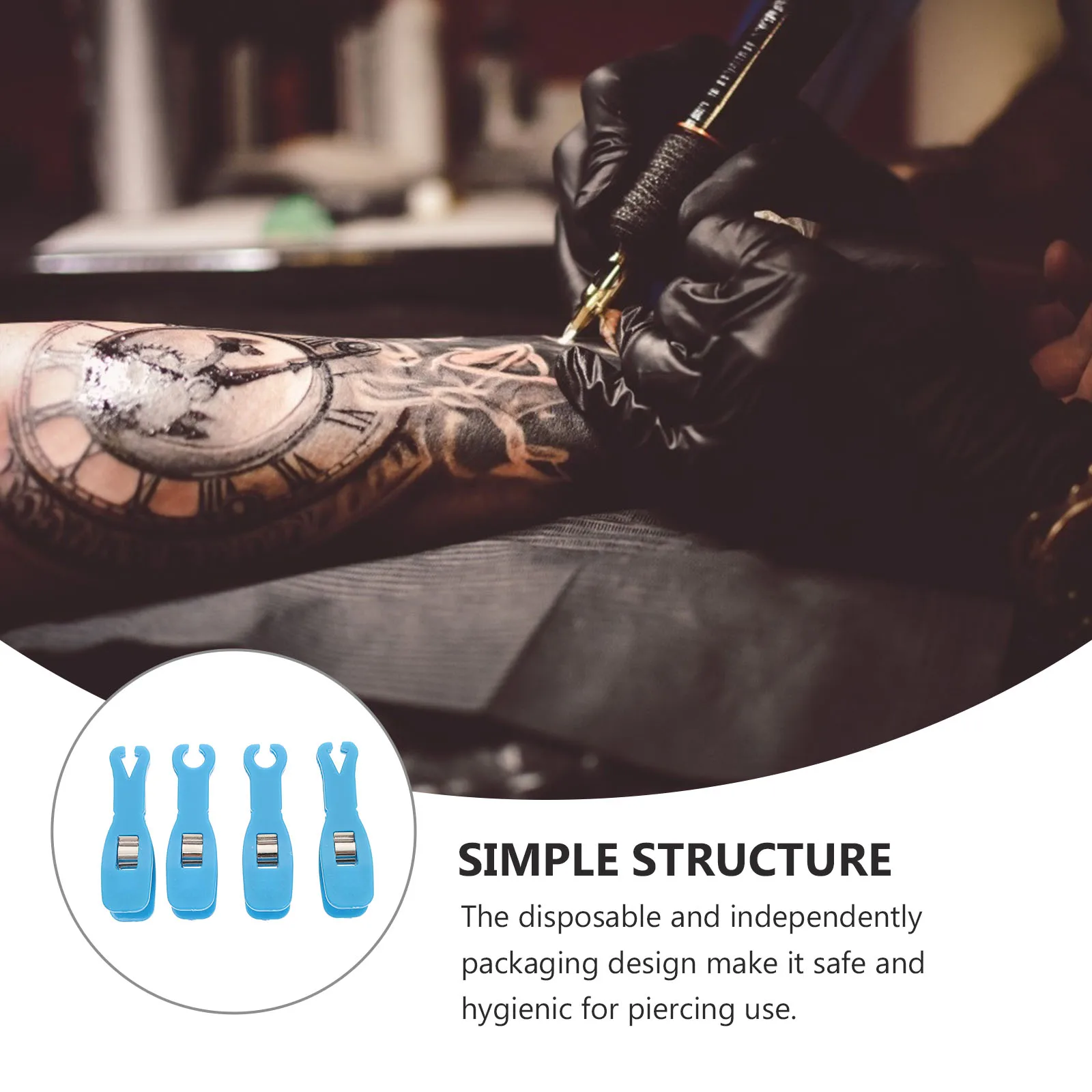 

4pcs Disposable Piercing Tools Kit ABS Cartilage Earrings Supplies Clamps Tattoo Fixing Professional Personal Hygiene