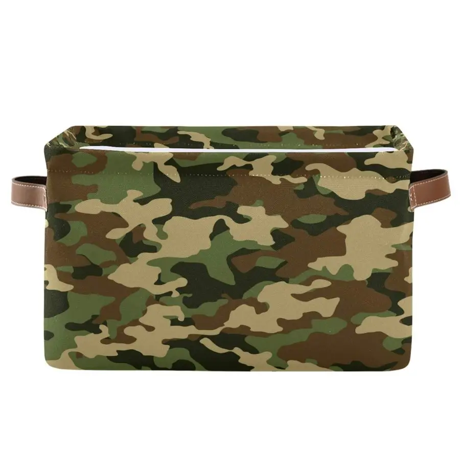 

Корзина для хранения, камуфляжная коробка для хранения в стиле милитари, прочная холщовая складная корзина для игрушек, органайзер с ручками для полки, шкафа