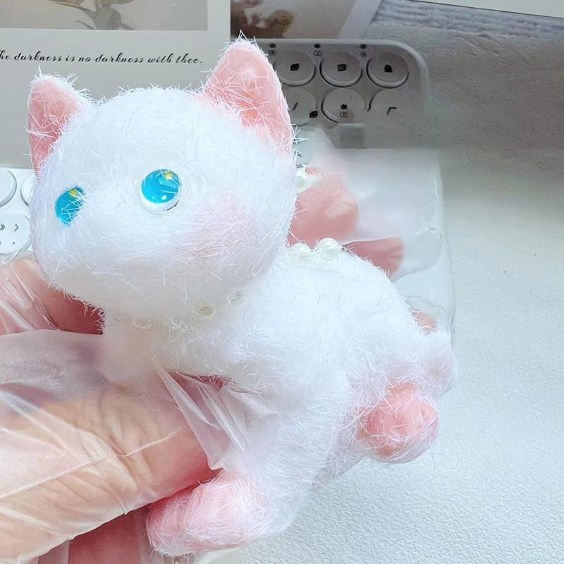 Super Cute Simulation Cat Plush Cute Pet Pinching Toys Cute Animals Decompression Toys Nontoxic Slow Rebound Mud Feel Pinching