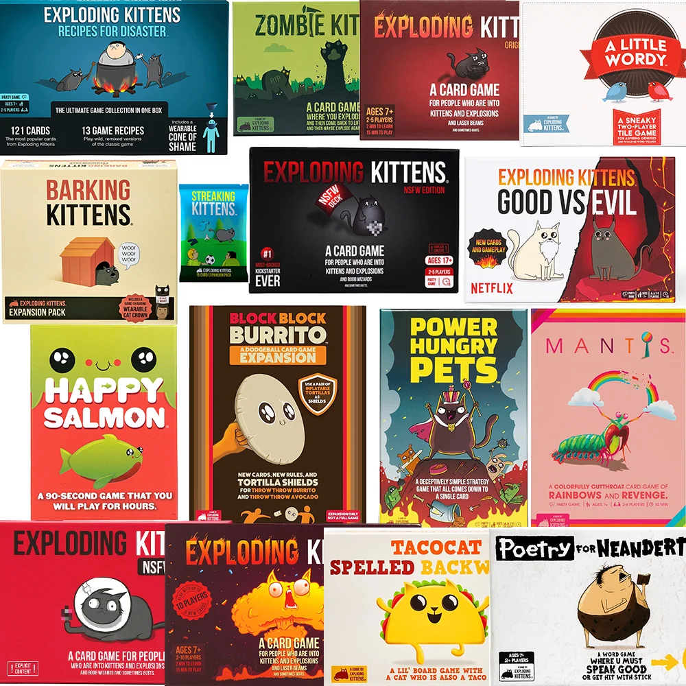 Exploding Kittens Card Game Complete Collection Power Hungry Pets Escalated Quickly Mantis Grab Barking Zombie Kitten NSFW Party