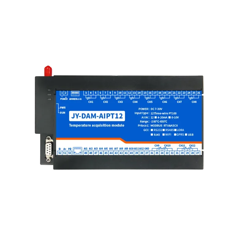 12-channel analog current and voltage input PT100 temperature acquisition board module GPRS 4-20mA wireless AIPT