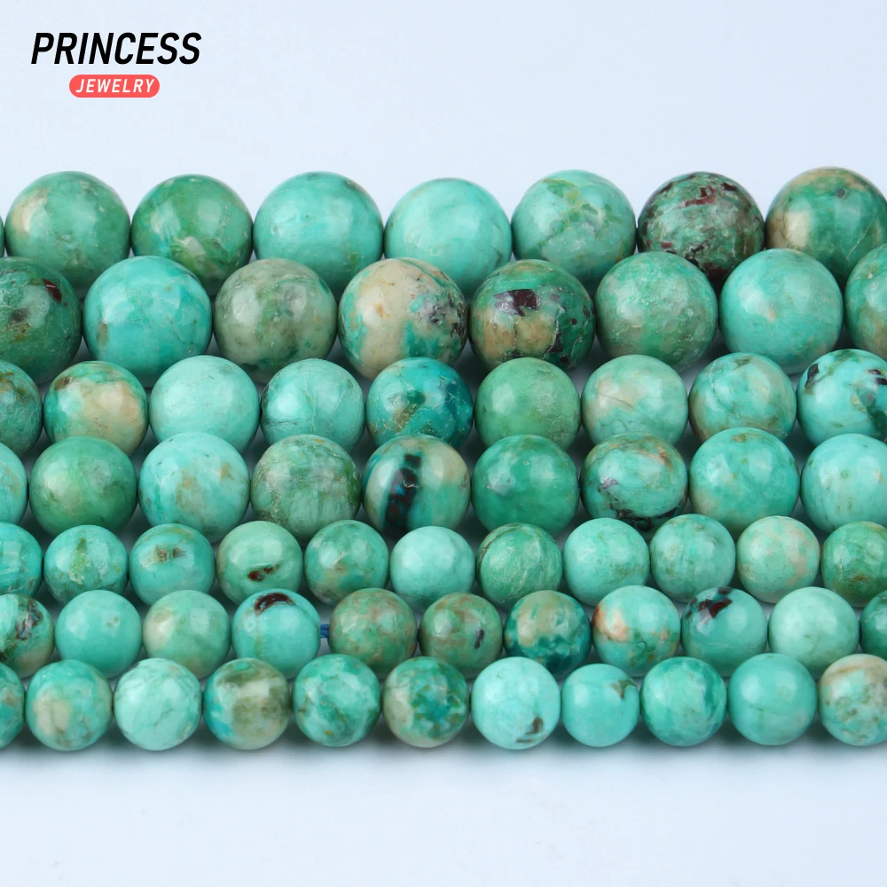 A++ Natural Peru Turquoise 6mm 8mm 10mm Loose Beads for Jewelry Making Bracelet Necklace Wholesale Stone Beads DIY Accessories