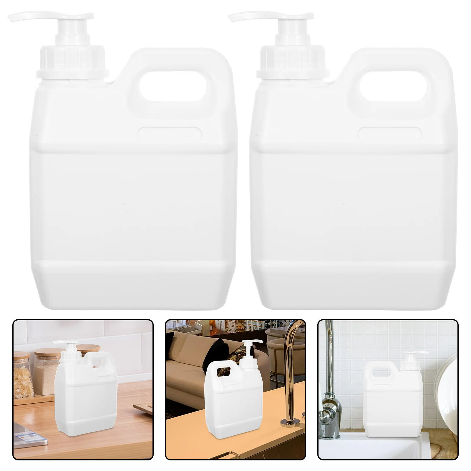 

2pcs 1L Press Type Dispenser Bottle Reusable Plastic Pump Container With Seal Gasket Anti-Theft Ring For Shampoo Lotion Soap