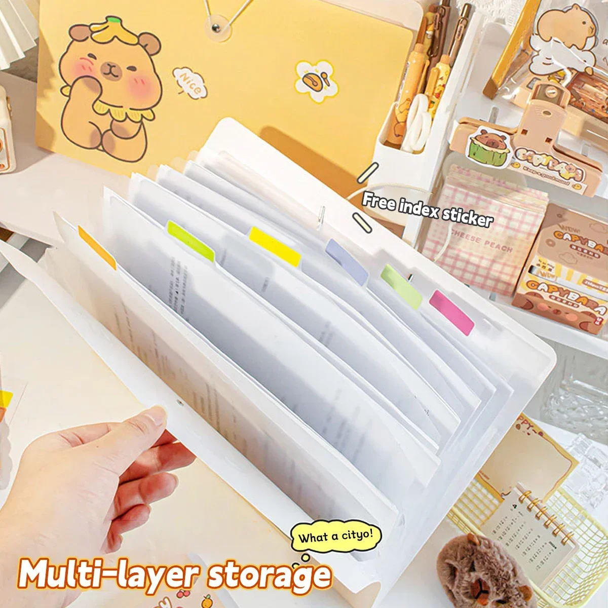 A4 Large Capacity Accordion Bag Data Classification Folder Kawaii Student  School Test Paper Storage Book School Stationery
