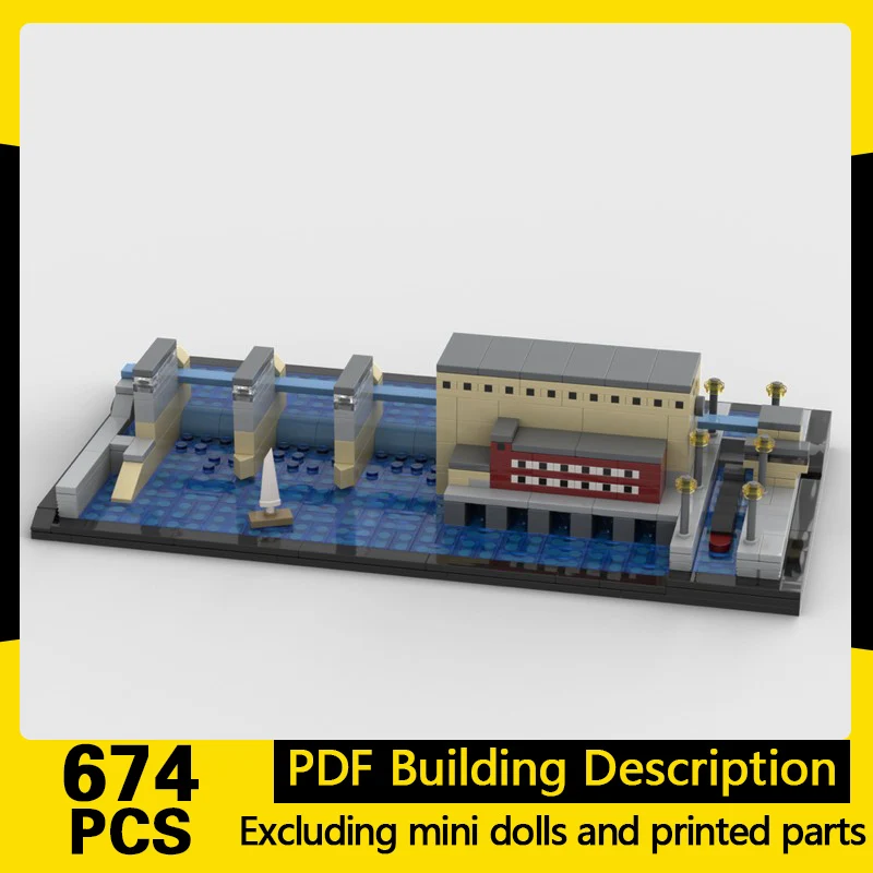 Modèle de vue sur la ville, briques de construction MOC, grand barrage moderne, technologie modulaire, cadeaux de vacances, ensemble de jouets à assembler pour enfants