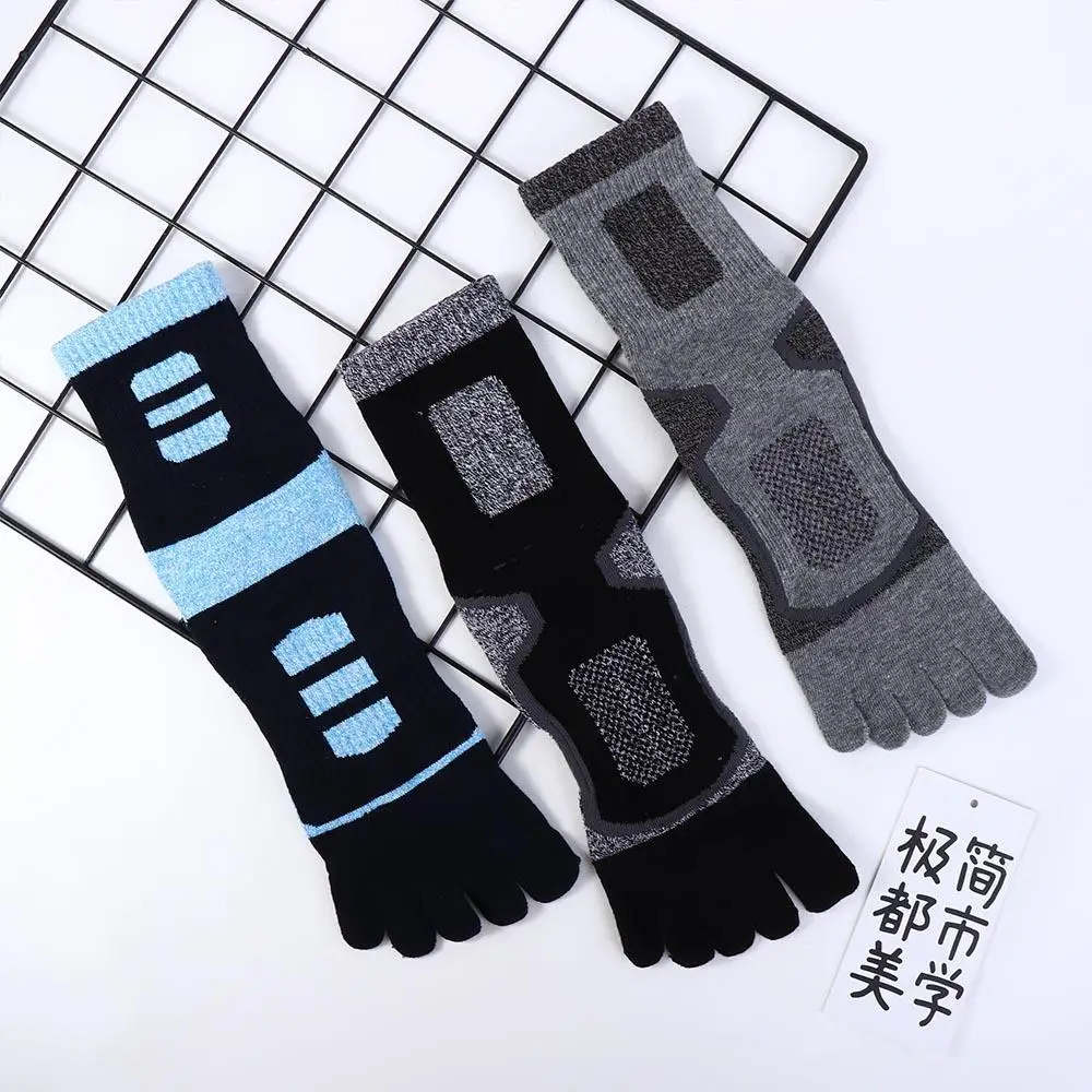 

Модные, удобные, дышащие, разноцветные, спортивные, толстые, трендовые, ретро-носки с пятью пальцами, хлопковые мужские носки средней длины