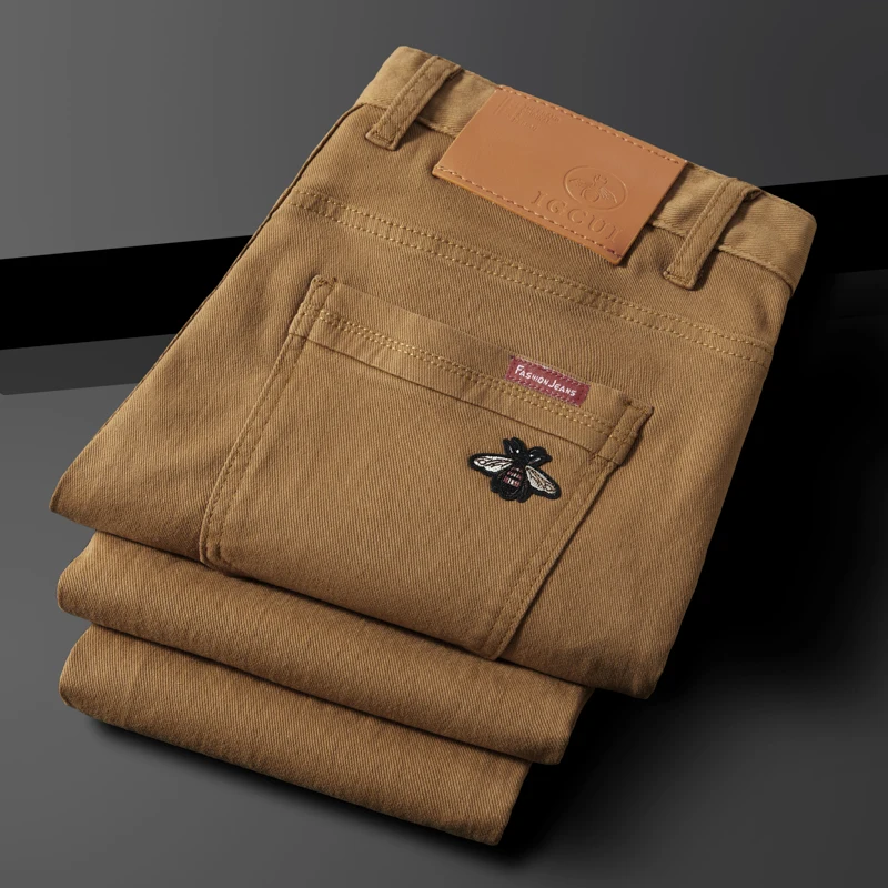 

Spring New Town Men's Jeans Elastic Straight Casual Long Pants High Elastici Versatile Comfortable Fit for Daily Wear