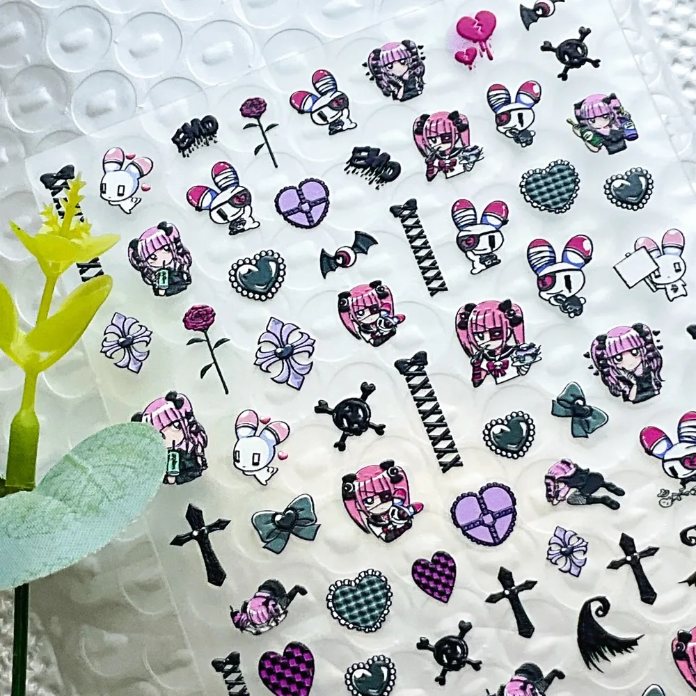 

1 sheet tomoni nail stickers Hot Japanese dark nail paste punk girl nail wholesale fashion design DIY happy accessory