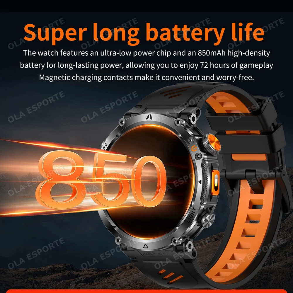 Outdoor Military Ultra Smart Watch BT Call Built in GPS Compass Altimeter Barometer 3ATM Waterproof 850mAh Sports Bracelet HW12