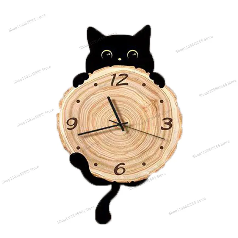 For cat wall clock living room clock wall creative bedroom dining room clock decoration painting swing
