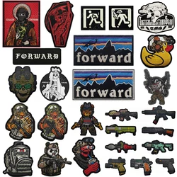 Rubber Gun Patch Tiger Bear Shark Panda Duck Airsoft Armband Forward Torward Embroidery Appliqued Patch For Clothing