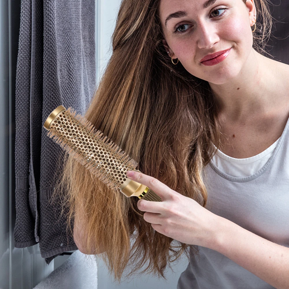 فرشاة دوارة للشعر مقاومة للحرارة بطول 35 سم - أداة تصفيف مكثفة احترافية لصالونات التجميل