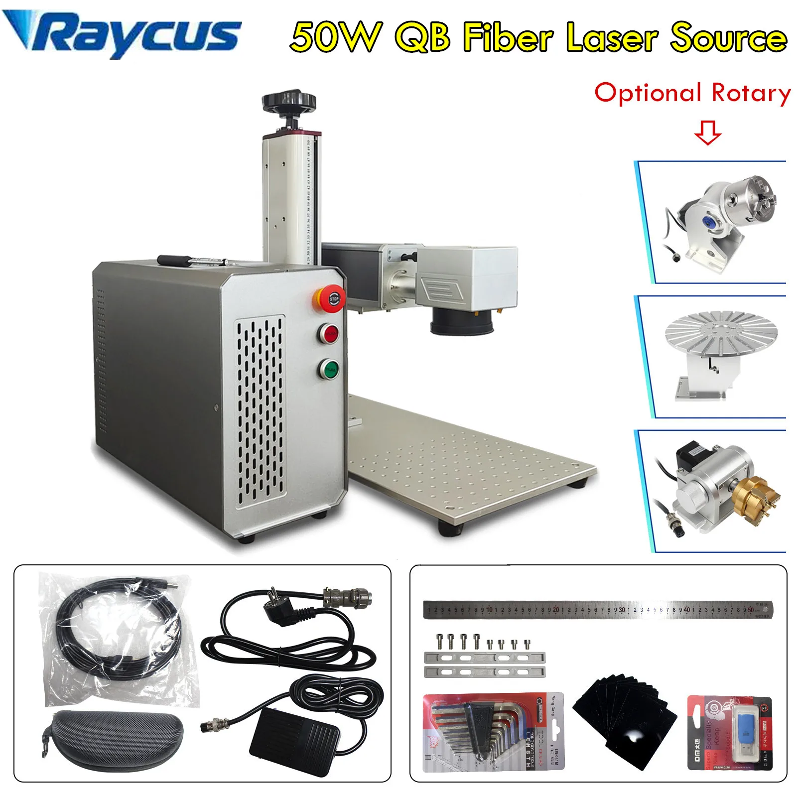 

Separated 50W Raycus Mini Fiber Laser Marking Machine With Optional Ring Rotary Axis Metal Gold Steel Engraving Area 150mm*150mm