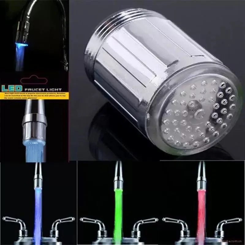 3-Color Change Automatically LED Faucet Head Glow Water Saving Stream Light Faucet Aerator Tap Nozzle for Kitchen Bathroom