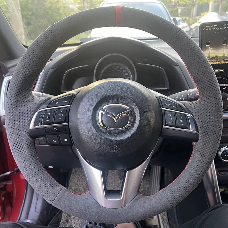 

Чехол на руль ручной работы из замши для Mazda CX-5, Atenza 2014, New Mazda 3, CX-3 2016, Scion IA 2016