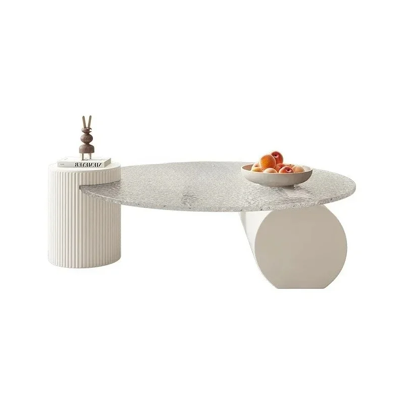 New Cream style living room household round coffee table modern light luxury tempered glass simple creative coffee table