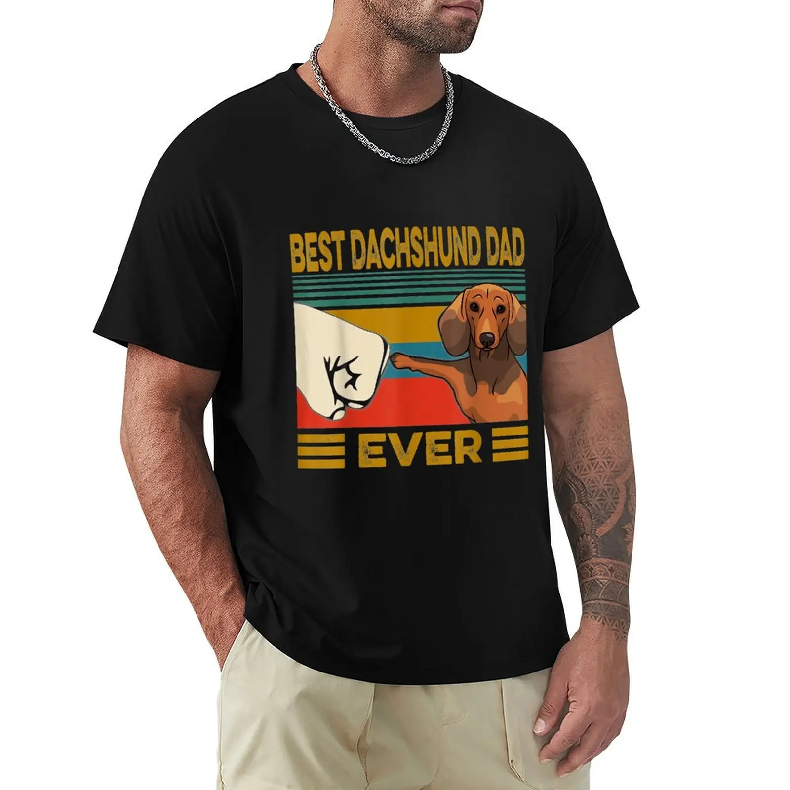 Best Dachshund Dad Ever T-Shirt boys animal print plus size tops mens graphic t-shirts big and tall