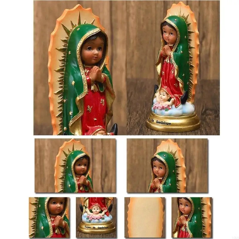 Our Lady of Guadalupe Statue Blessing Virgins Marys Resins Figurines Sculptures,Collections Catholic Religious Gift Y5GB