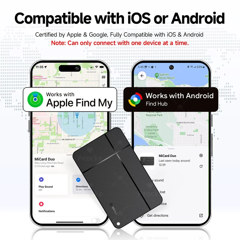 Wallet Tracking Card Ultra-thin GPS Location Smart Anti-loss Tag for for Android Bluetooth  Key Pet Finder For Apple Find My App