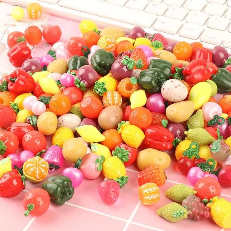 Cartoon Resin Fruits And Vegetables For House Ornaments DIY Mobile Phone Shell Attached To Refrigerator Accessories