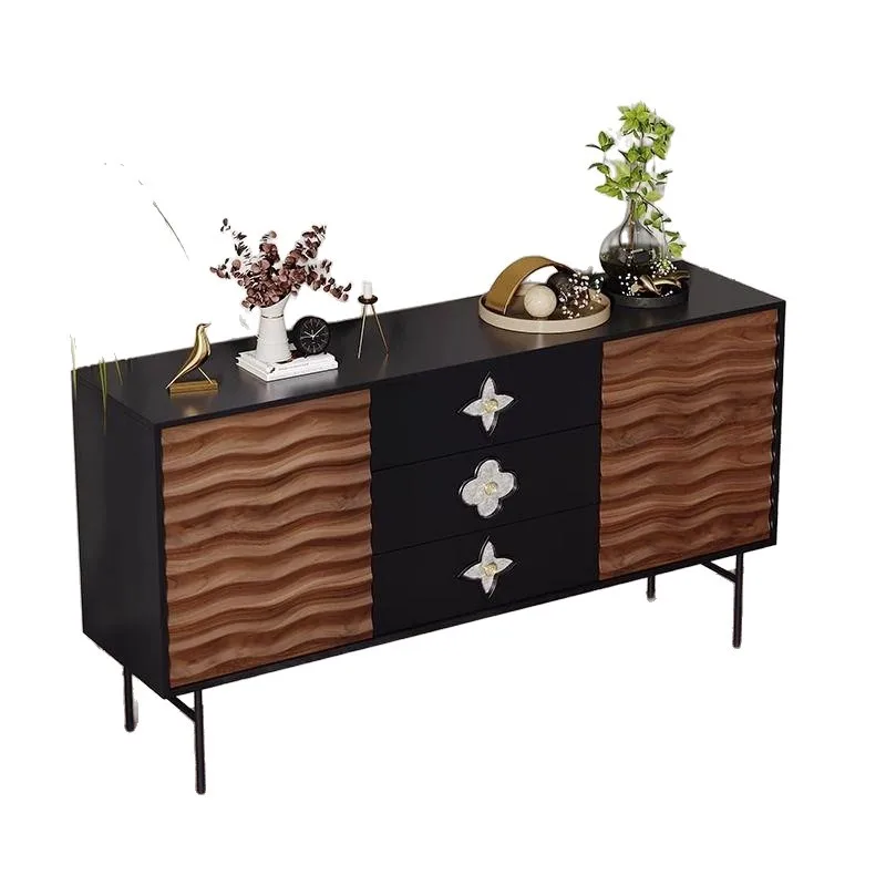 Light luxury dining side cabinet Solid wood storage decorative cabinet Nordic retro decorative storage cabinet Advanced Italian