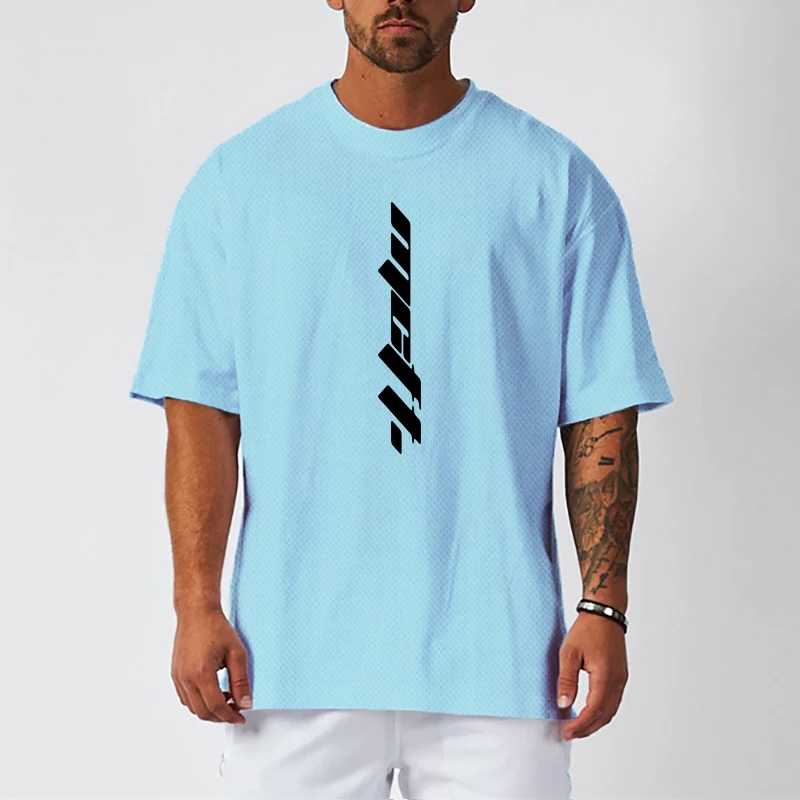Oversize Mens Loose Fitness T Shirt Street Hip Hop Gym Bodybuilding Running T-shirts Summer Short Sleeve Breathable Casual Tees