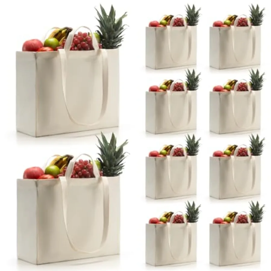 

Canvas Grocery Bags Canvas Tote Bag with Long Shoulder Strap and Short Handle Heavy Duty, Foldable, Washable Long/ Short Handle