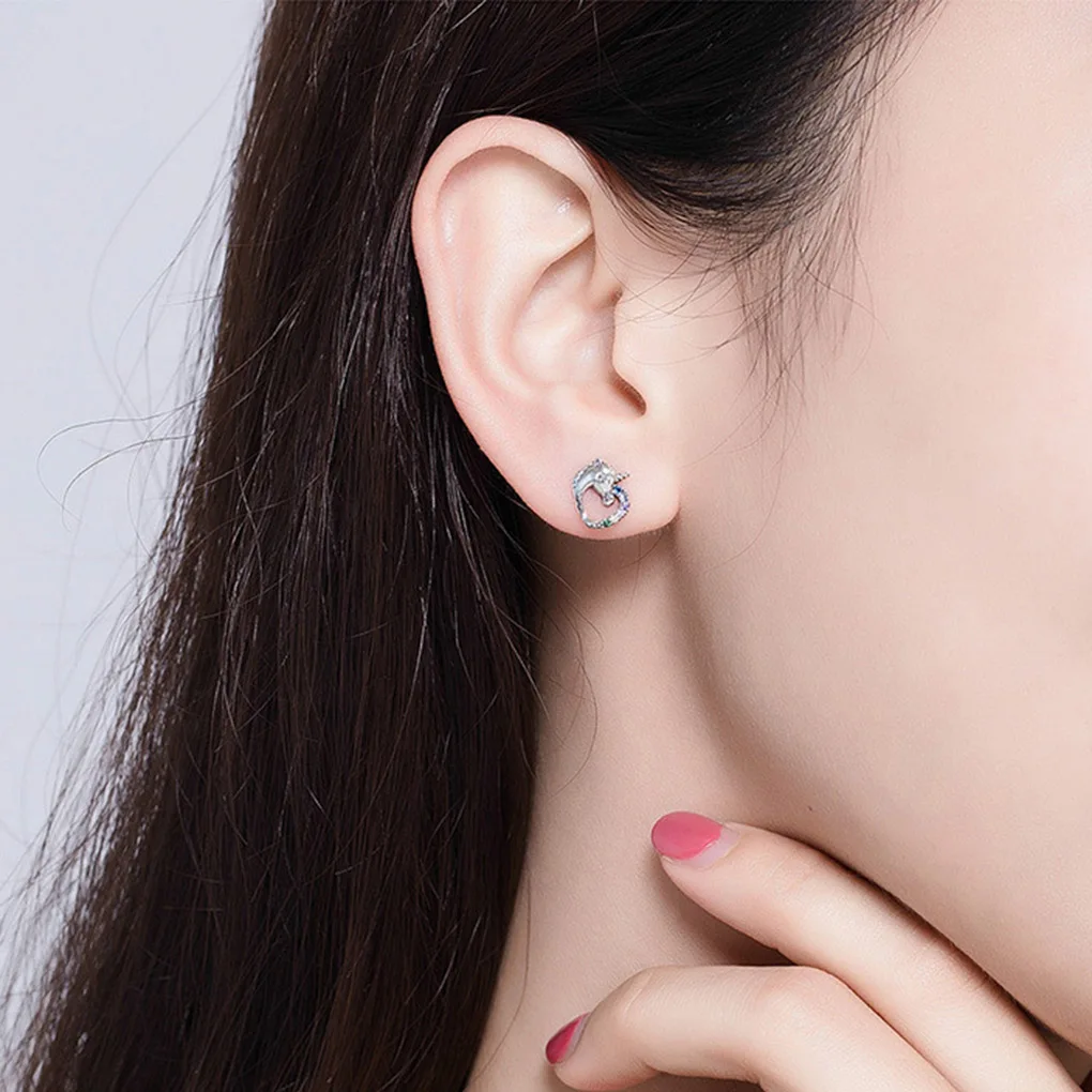

1 Pair Women Cartoon Animal Ear Rings Girl Evening Party Earrings Korean Style Zircon Ear Studs
