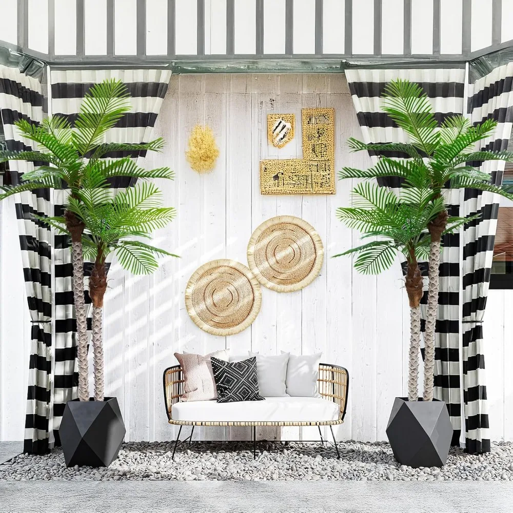 Palmeira artificial de 8 pés de altura com casca e folhas de aparência natural, palma falsa com proteção UV para uso interno e externo: ideal